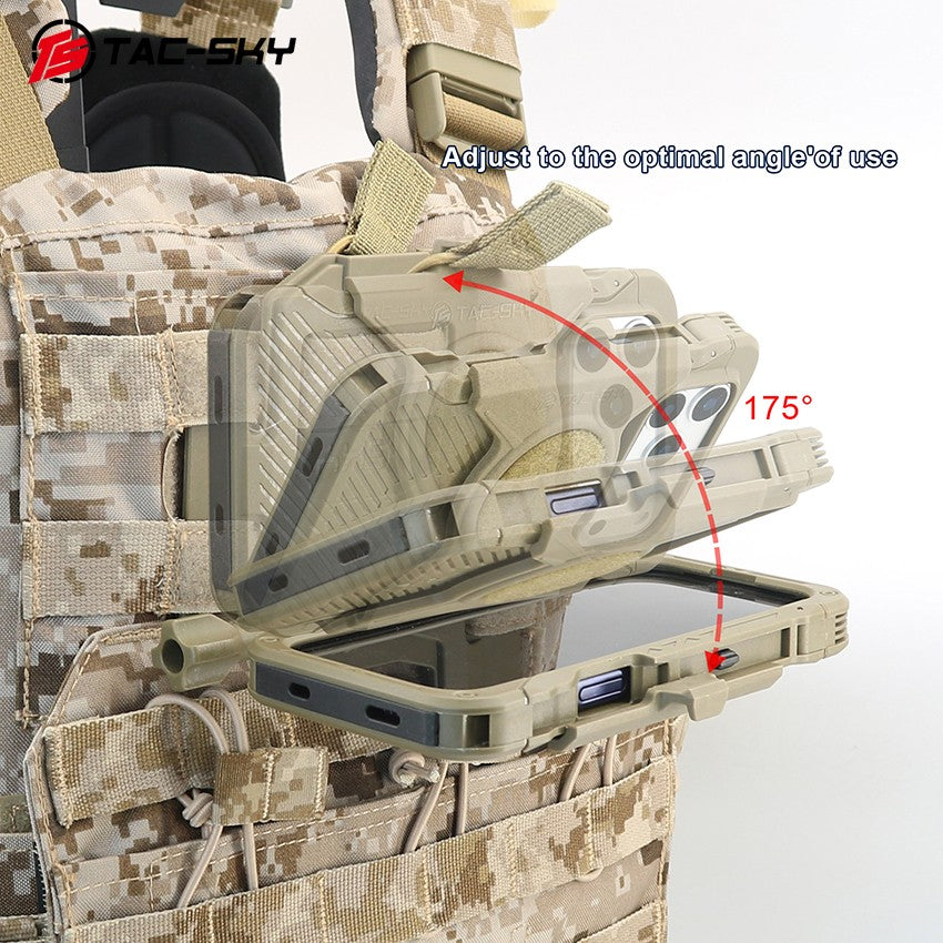 TAC-SKY Hunting Shooting Game Phone Case with Foldable Phone Stand Fits MOLLE Vests Compatible with iPhone 17 Pro Max