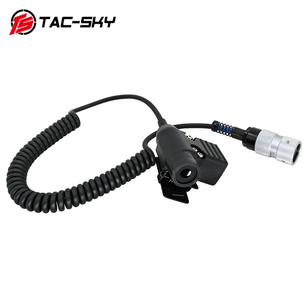 TAC-SKY Tactical U94 Coiled Cable PTT 6 Pin Push To Talk Adapter for AN/PRC152 AN/PRC148 Radio