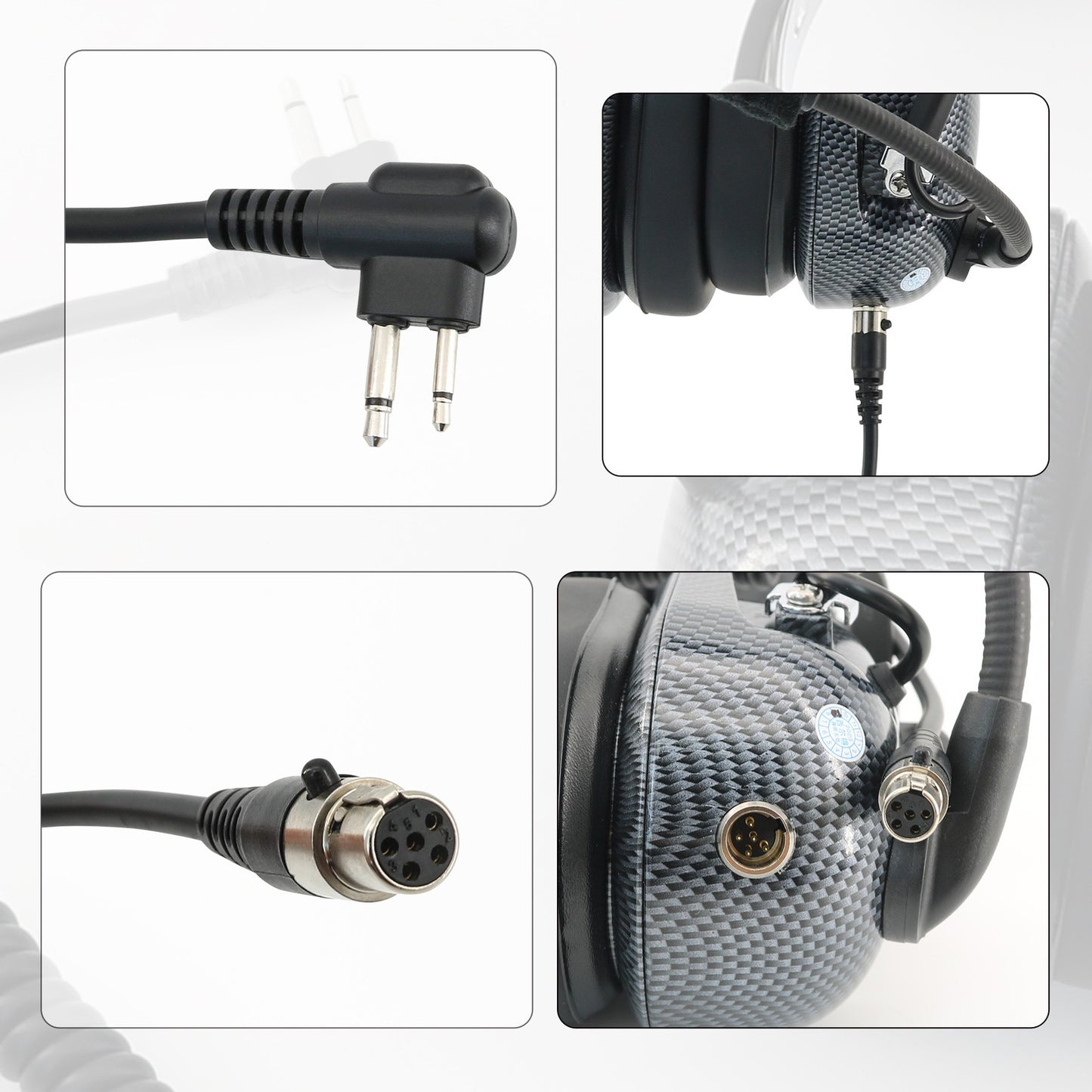 Tactical 2- to 5-pin helicopter connection cable for Motorola 2-pin GP308 two-way radios