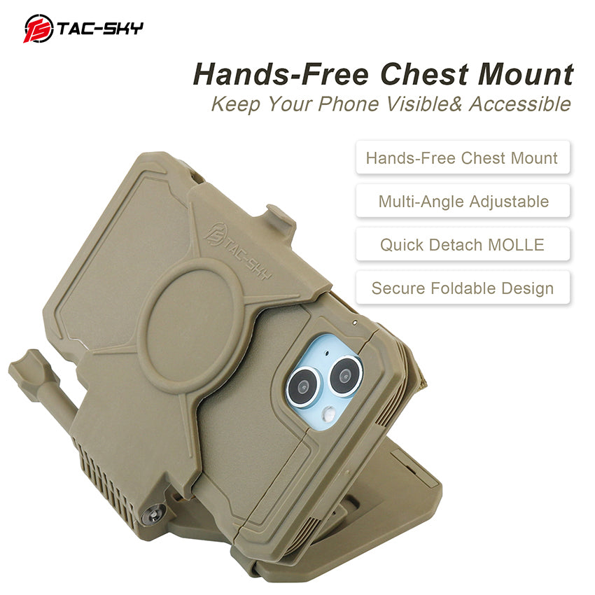 TAC-SKY New Detachable Tactical Phone Chest Mount MOLLE for iPhone 14–15 PULS Size L