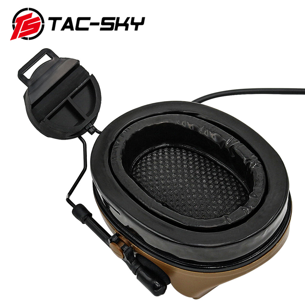 TS TAC-SKY C2 Electronic Tactical Headset With ARC Rail Helmet Mounting Noise reduction Silicone Earmuffs Pick up sound + Headband + PTT