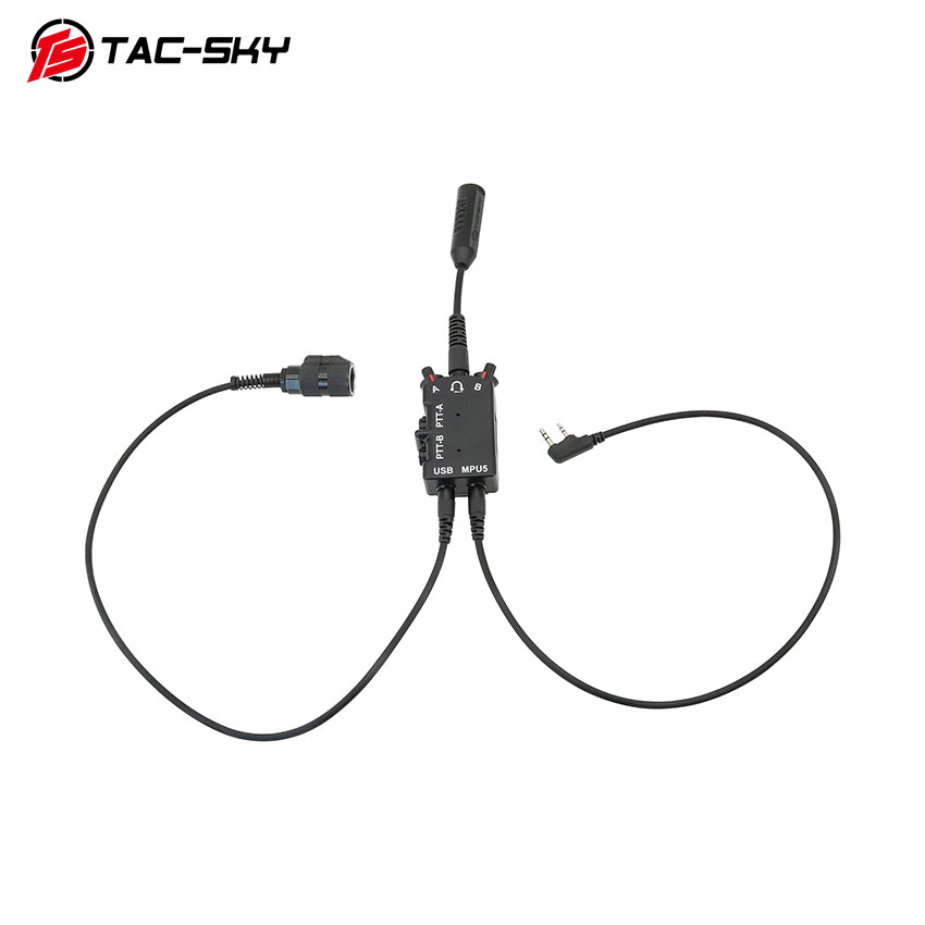 TAC-SKY Tactical Dual-Communication MPU5 PTT Adapter 6-pin PTT plug+KENWOOD plug Compatible with PRC-152/Baofeng UV-5R