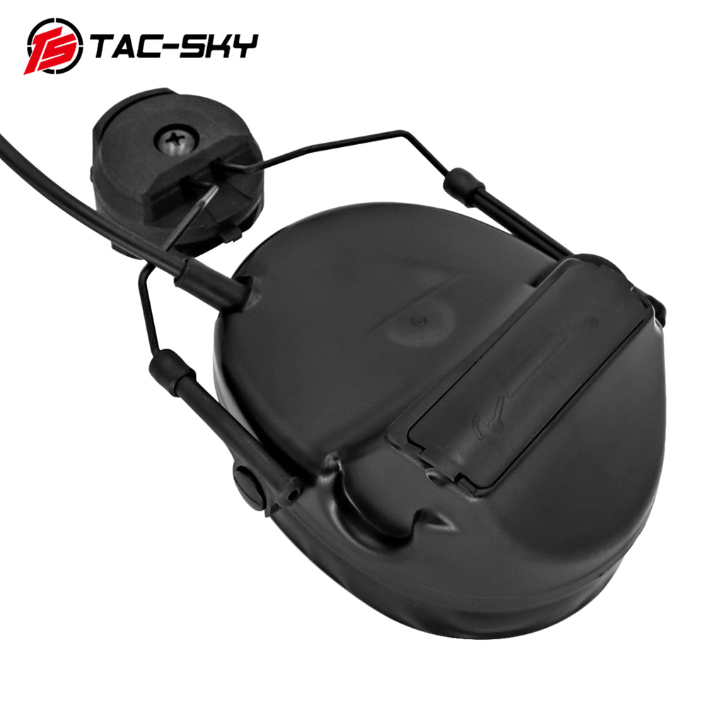 TS TAC-SKY C2 Tactical Headset Helmet Version With ARC Rail Adapter Noise reduction Silicone Earmuffs Airsoft Hunting + Headband + U94 PTT