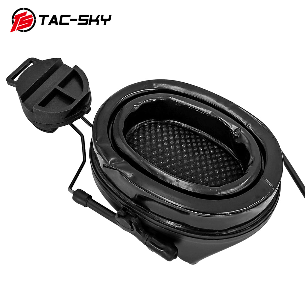 TS TAC-SKY C2 Tactical Headset Helmet Version With ARC Rail Adapter Noise reduction Silicone Earmuffs Airsoft Hunting + Headband + U94 PTT