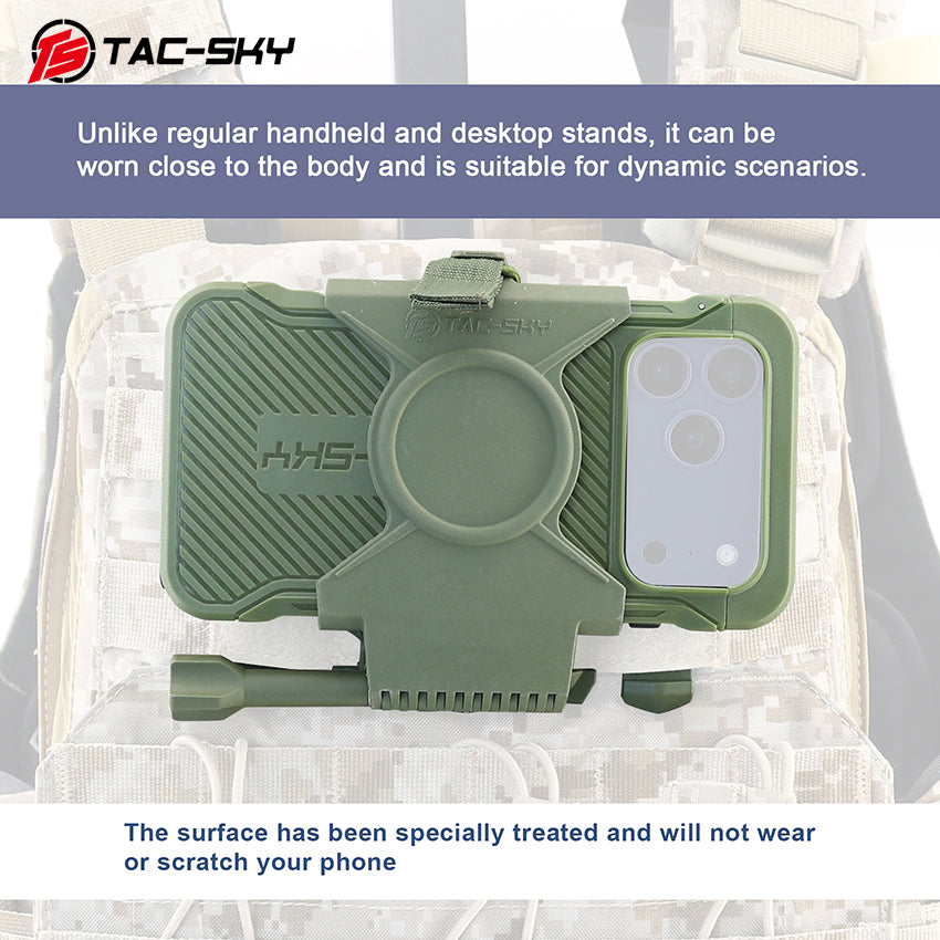 TAC-SKY Tactical Phone Case with Foldable Phone Stand for MOLLE Outdoor Hunting Vests, Compatible with iPhone 17Pro