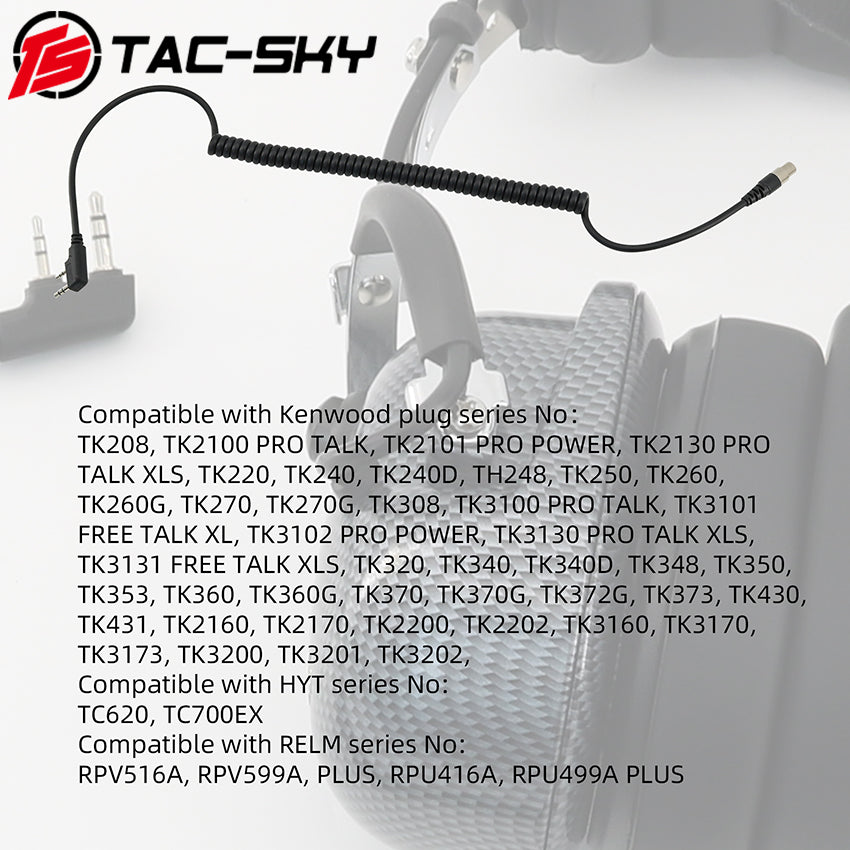 TS TAC-SKY 5 Pin toK-Plug 2 PIN Cord Cable Compatible with Baofen Handheld Radios and Headphones