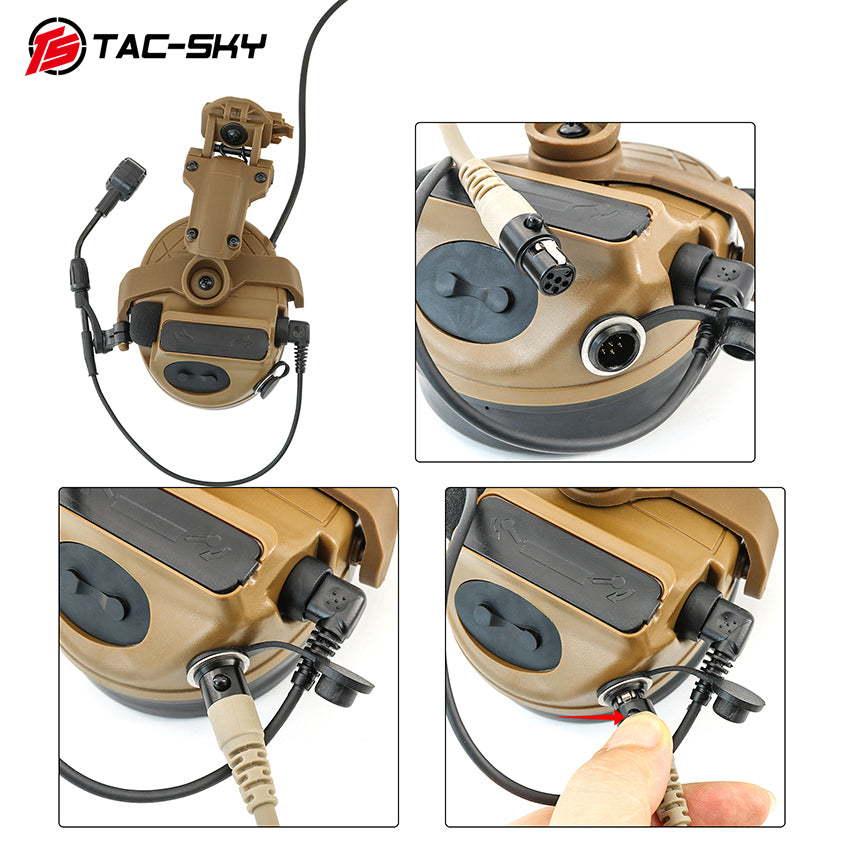 TAC-SKY Tactical C5 PRO 2.0 Headset  Mount with ARC Helmet Rail  Detachable Cable Condenser Microphone