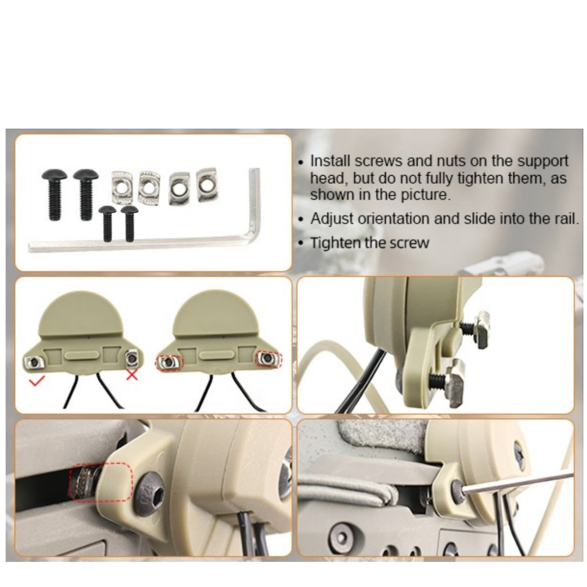 TAC-SKY Tactical Helmet Headset Mount Designed for AMP Communication Headsets, for Wendy 2.0 Helmet Rail