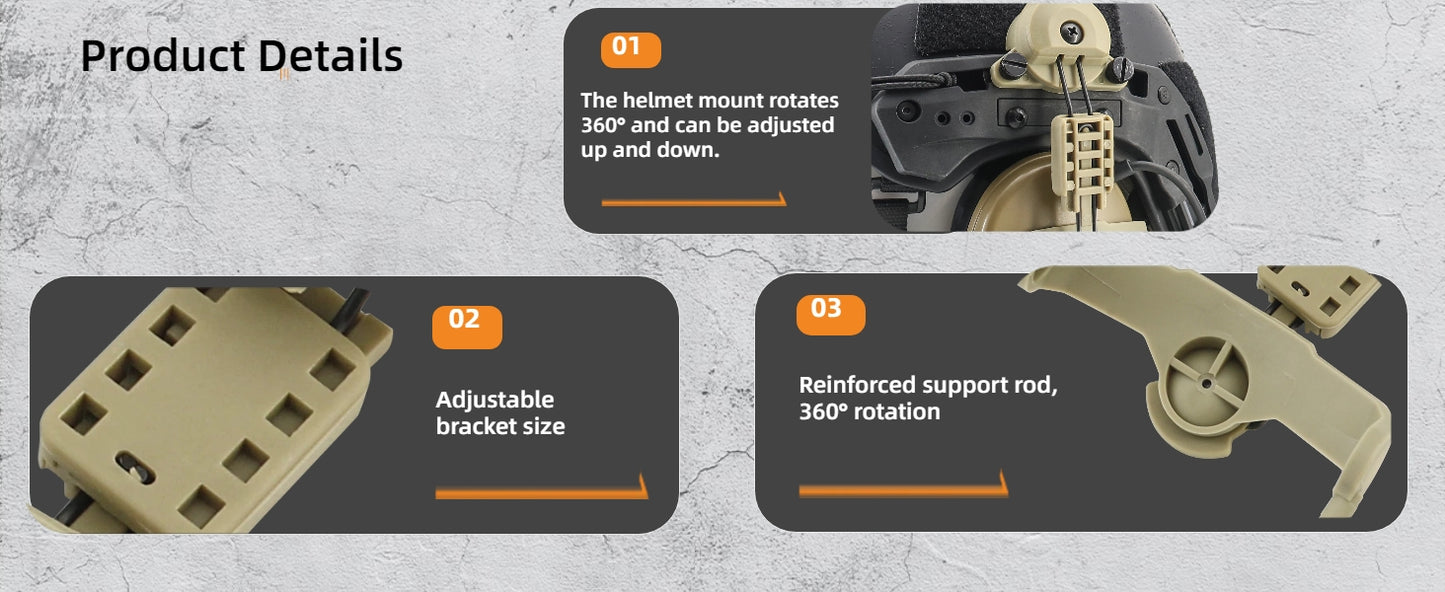 TAC-SKY Tactical Helmet Adapter for Wendy 2.0 Mount Compatible with COMTA II/III/V Shooting Headsets