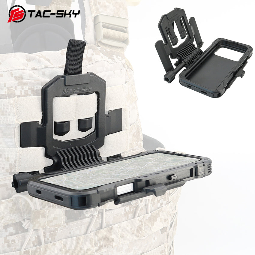 TAC-SKY Tactical Phone Case with Foldable Phone Stand for MOLLE Outdoor Hunting Vests, Compatible with iPhone 17Pro