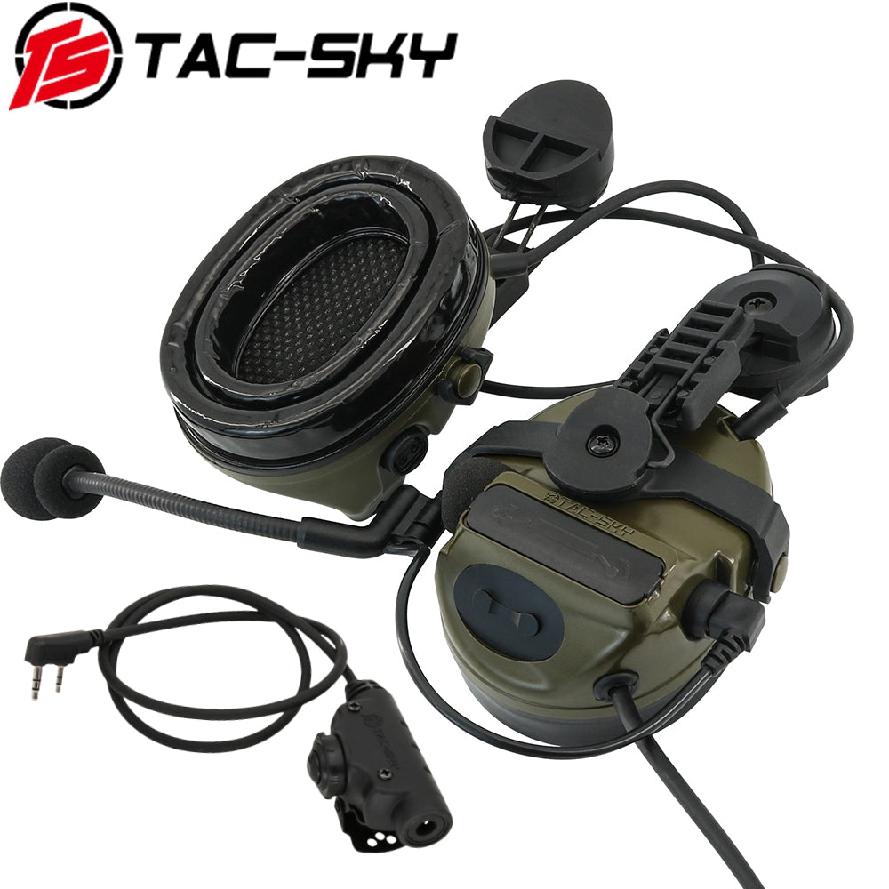 TS TAC-SKY ARC Rail Helmet Bracket Tactical Headset C3 Hearing Protection + V2 PTT