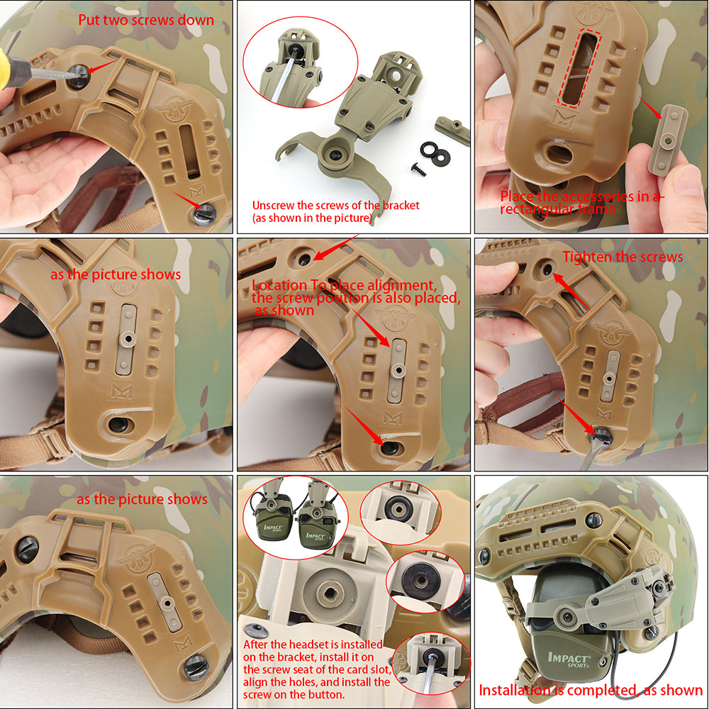 TAC-SKY Tactical Headset Helmet for M-LOK Rail Adapter for Howard Leight Impact Sports Earmuffs Hearing Protection Shooting earphon