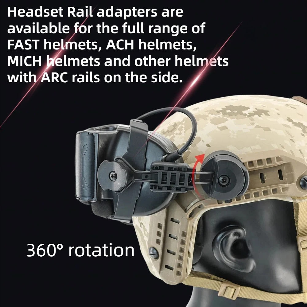 TAC-SKY  Tactical Headset C2 with Hearing Protection, Electronic Silicone ear Cups and ARC Rail Helmet mount