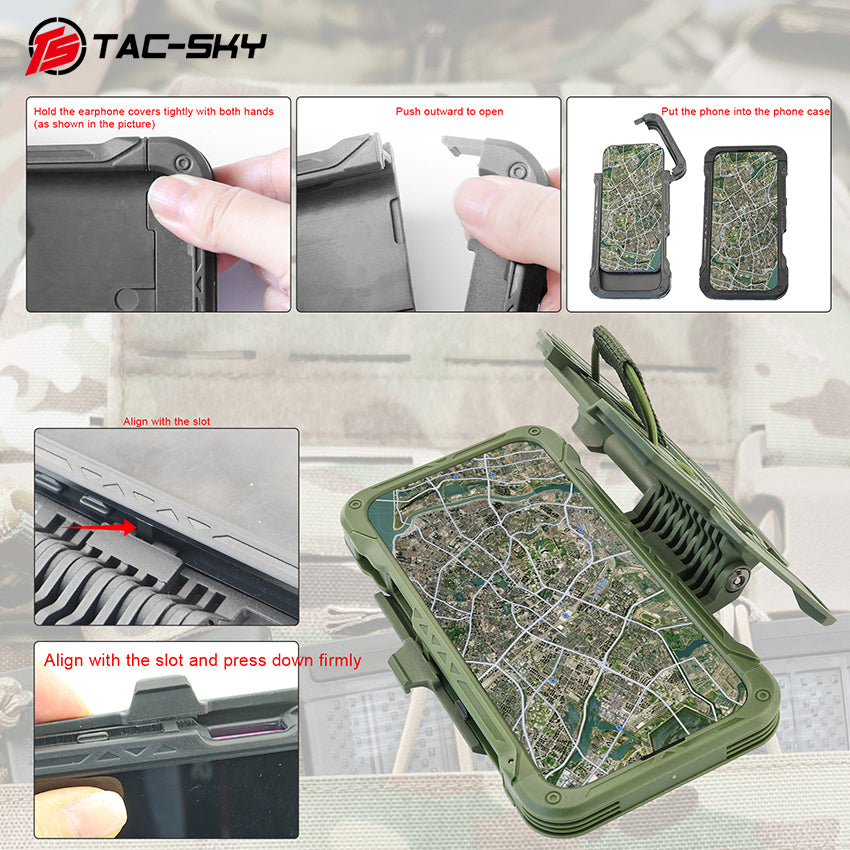 TAC-SKY Tactical Phone Case with Foldable Phone Stand for MOLLE Outdoor Hunting Vests, Compatible with iPhone 17Pro