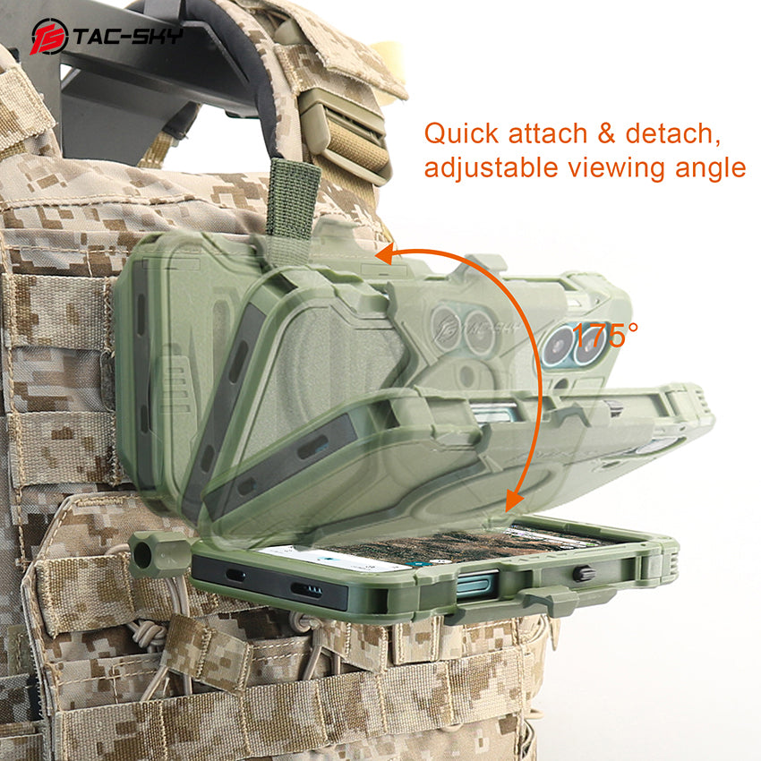 Tactical Vest MOLLE Foldable Phone Mount Outdoor Hunting Airsoft Navigation Phone Holder for iPhone 16 Size M
