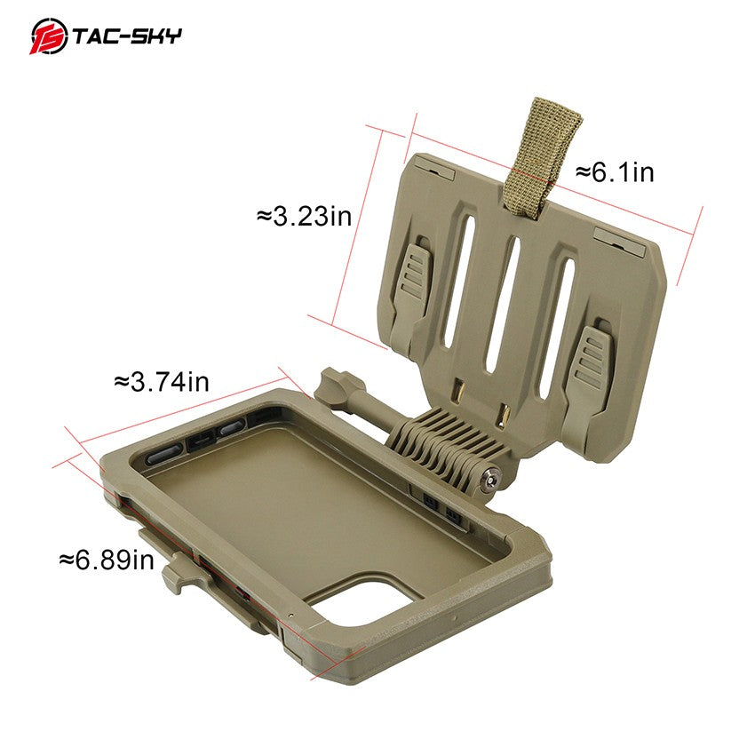TAC-SKY Tactical MOLLE Rotatable Phone Mount Kit with Rugged Case for iPhone 14 15 Pro Max, Vest Navigation Holder