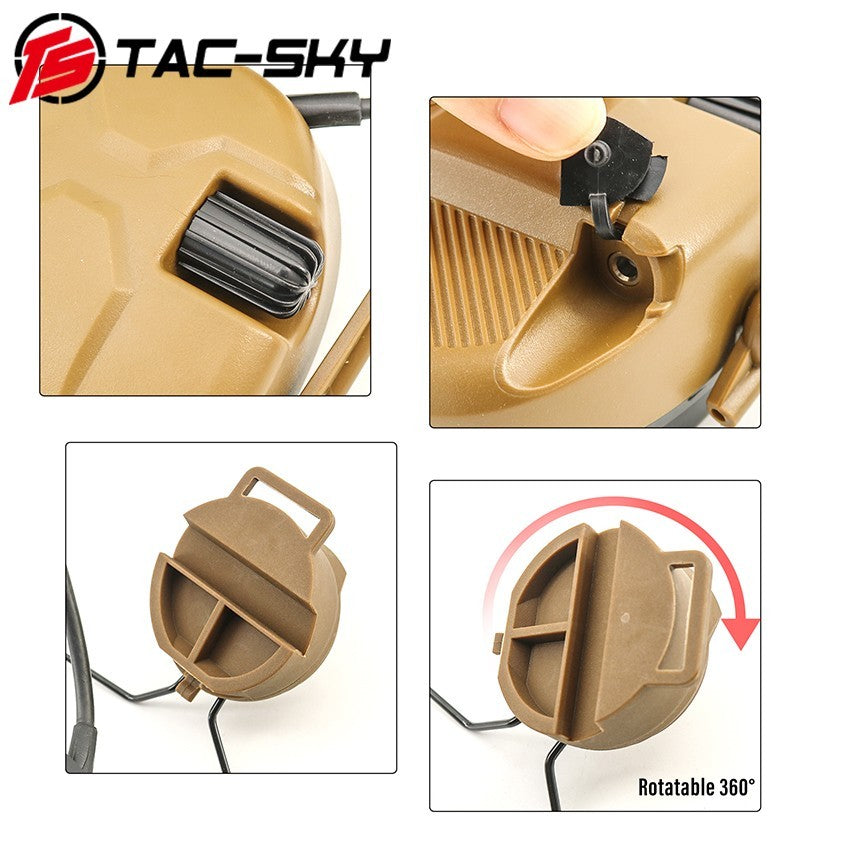 TAC-SKY Tactical ARC Rail-Mounted Headset Mount with Hearing Protection+ 3.5 mm Audio Cable