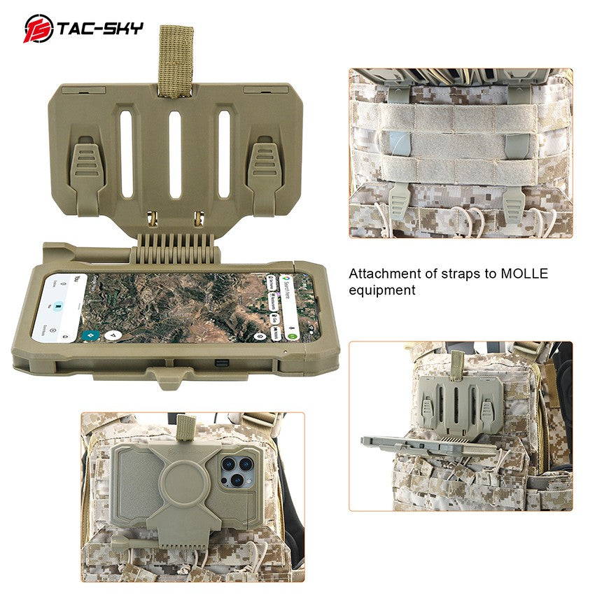 TAC-SKY Tactical MOLLE Rotatable Phone Mount Kit with Rugged Case for iPhone 14 15 Pro Max, Vest Navigation Holder
