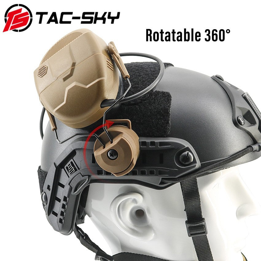 TAC-SKY Tactical ARC Rail-Mounted Headset Mount with Hearing Protection+ 3.5 mm Audio Cable