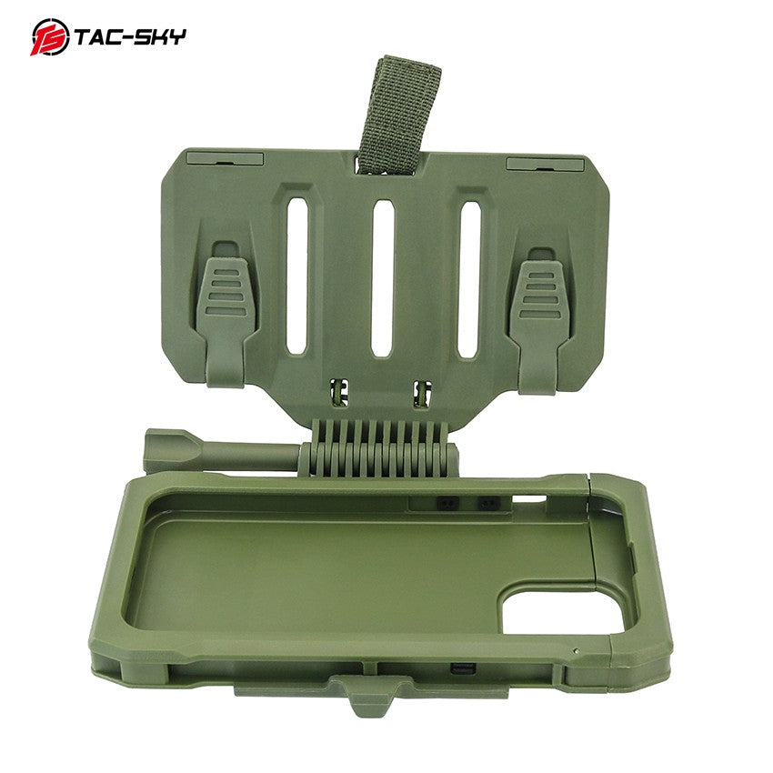 TAC-SKY Tactical MOLLE Rotatable Phone Mount Kit with Rugged Case for iPhone 14 15 Pro Max, Vest Navigation Holder