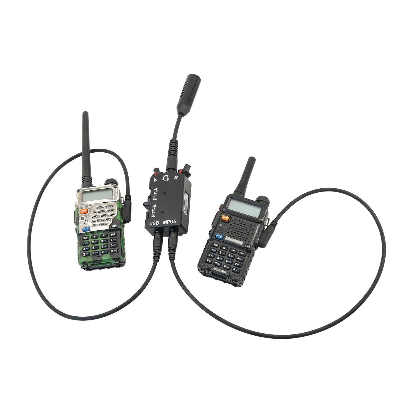 TAC-SKY Tactical Headset MPU5 Dual PTT Adapter Compatible with Kenwood Walkie-Talkie