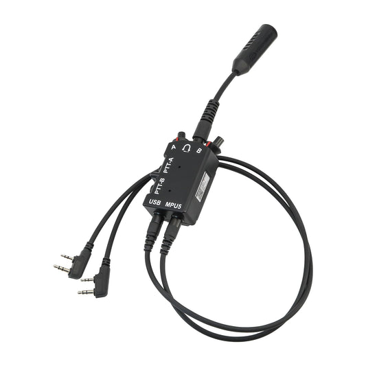 TAC-SKY Tactical Headset MPU5 Dual PTT Adapter Compatible with Kenwood Walkie-Talkie
