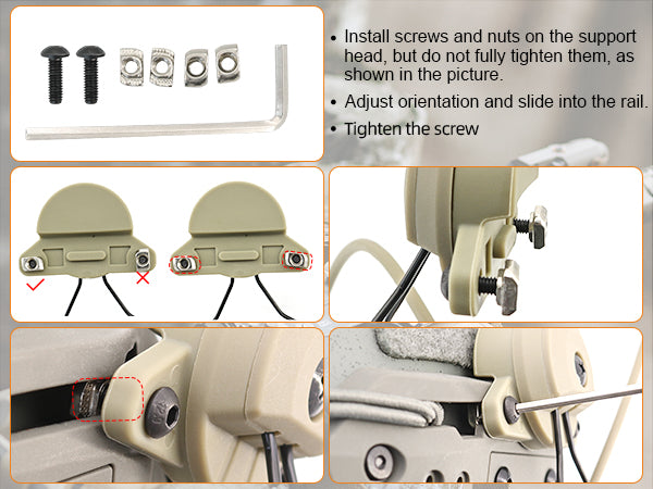TAC-SKY Tactical Helmet Headset Mount Designed for AMP Communication Headsets, for Wendy 2.0 Helmet Rail