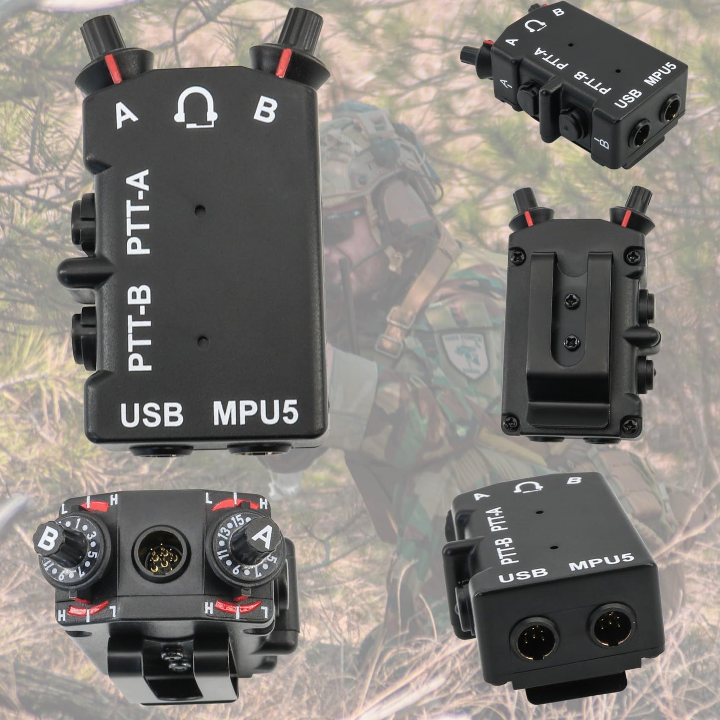 TAC-SKY Tactical Headset MPU5 Dual PTT Adapter Compatible with Kenwood Walkie-Talkie
