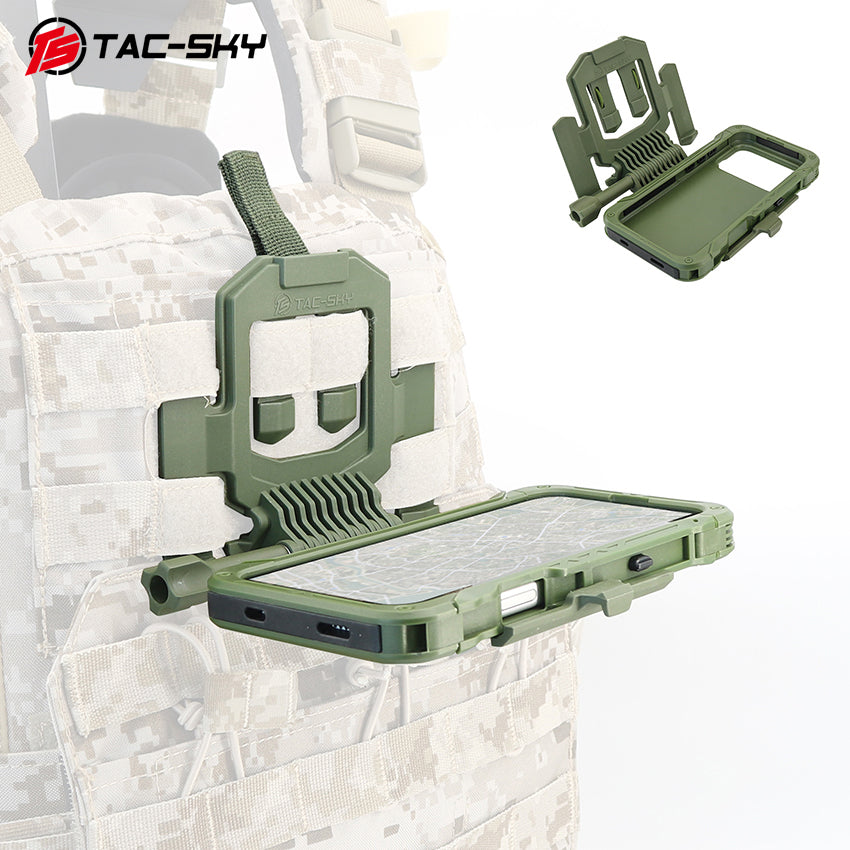 TAC-SKY Tactical Phone Case with Foldable Phone Stand for MOLLE Outdoor Hunting Vests, Compatible with iPhone 17Pro