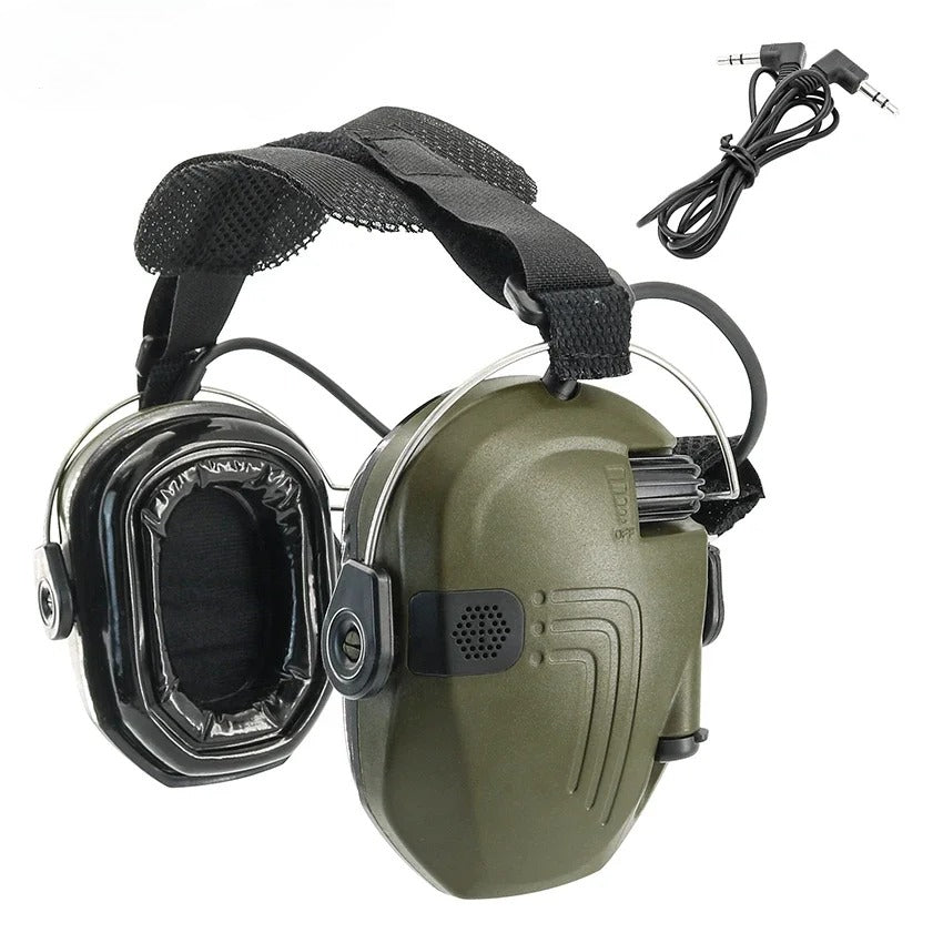 New Tactical Rear-Mount Headband Electronic Noise-Canceling Earmuffs with Gel Ear Pads