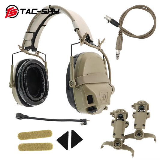 TAC-SKY Tactical ARC Rail-Mounted Single-Channel AMP Communication Headset, Suitable for Hunting and air Shooting