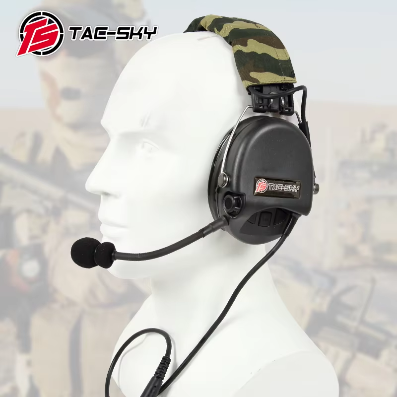 TAC-SKY Tactical Electronic Shooting Silicone Ear Pads Noise-Canceling Headset for Hunting and Range