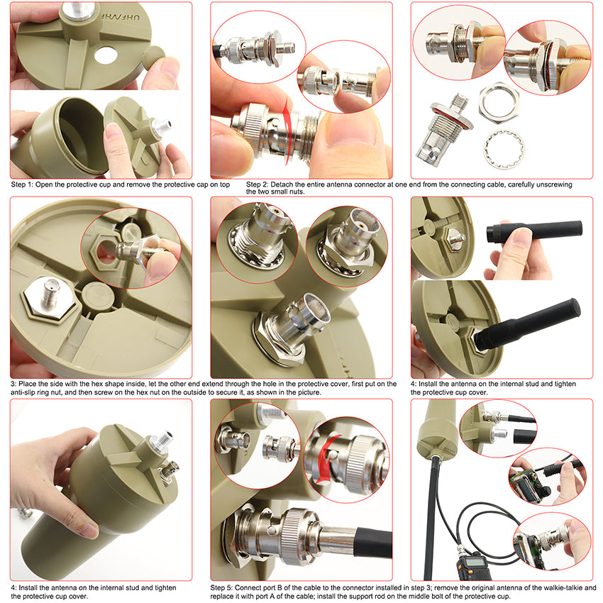 TAC-SKY Tactical Outdoor Antenna Cylinder Protective Housing Assembly with BNC Cable Set