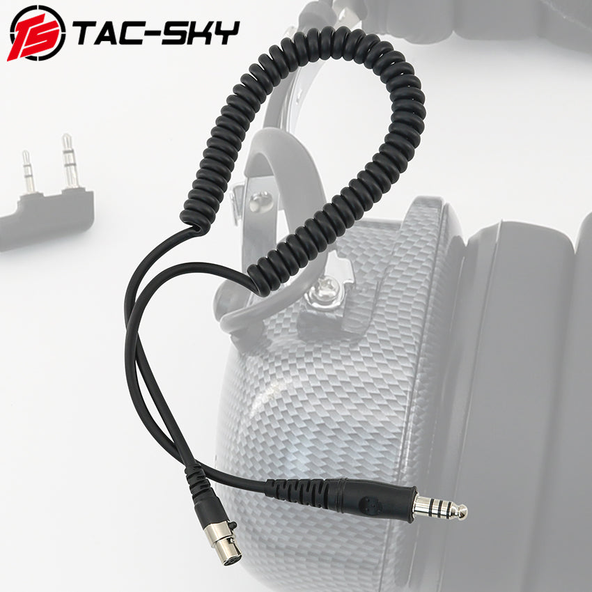 TS TAC-SKY Coil Cord Cable 5 Pin PLug to 7.0mm Jack Compatible with Pilot's Headset