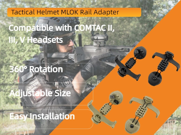 TAC-SKY Tactical MLOK Helmet Rail Adapter Mount 2.0 for COMTA II, III, and V Hearing Protection Headsets