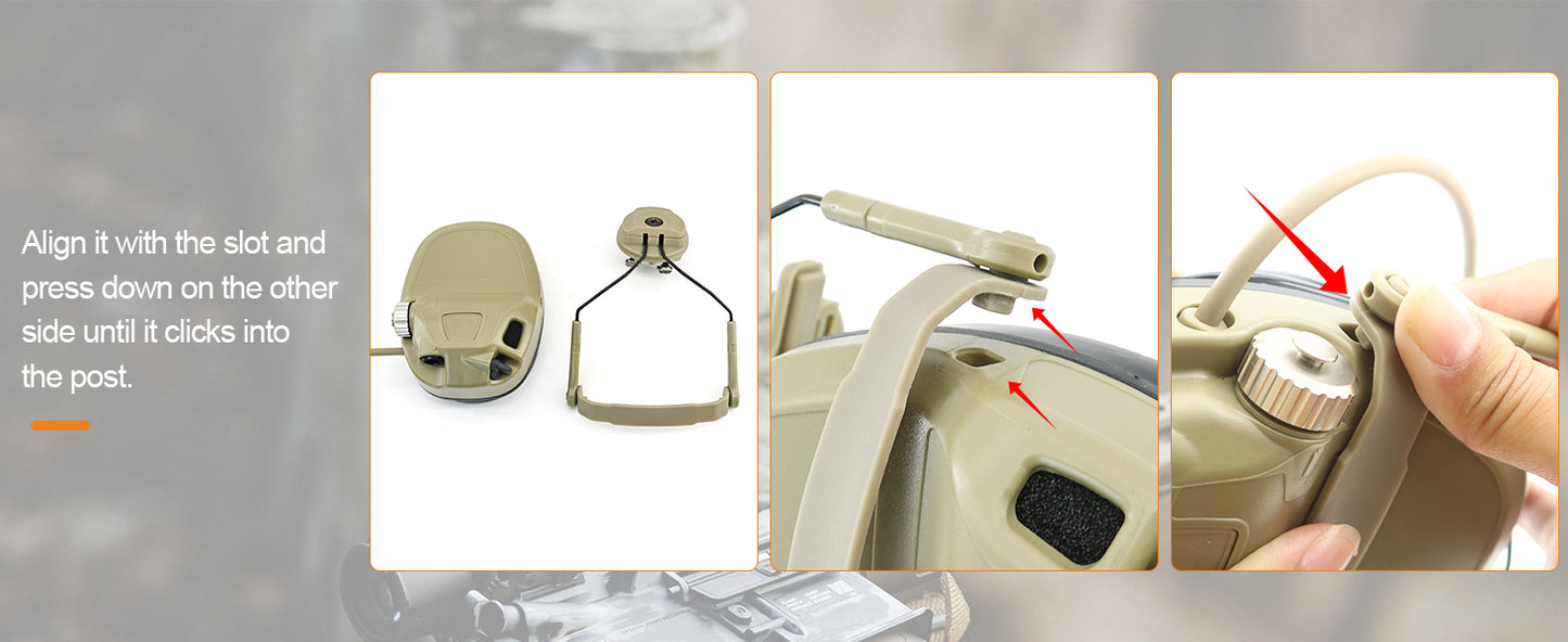 Tactical Helmet Headset Adapter Mount, Compatible with AMP Headset for M-LOK Helmet Rails