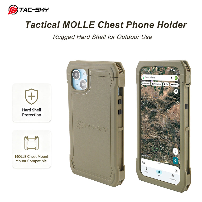 TAC-SKY New Detachable Tactical Phone Chest Mount MOLLE for iPhone 14–15 PULS Size L