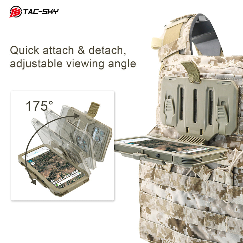 TAC-SKY New Detachable Tactical Phone Chest Mount MOLLE for iPhone 14–15 PULS Size L