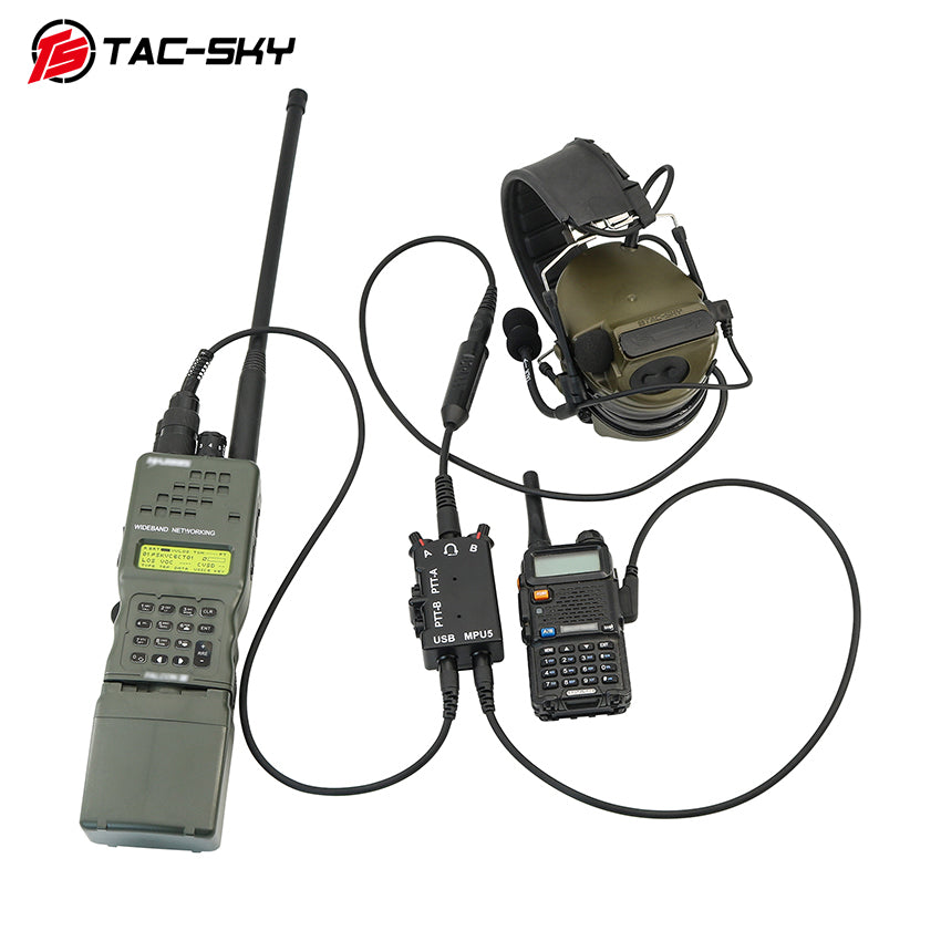 TAC-SKY Tactical Dual-Communication MPU5 PTT Adapter 6-pin PTT plug+KENWOOD plug Compatible with PRC-152/Baofeng UV-5R