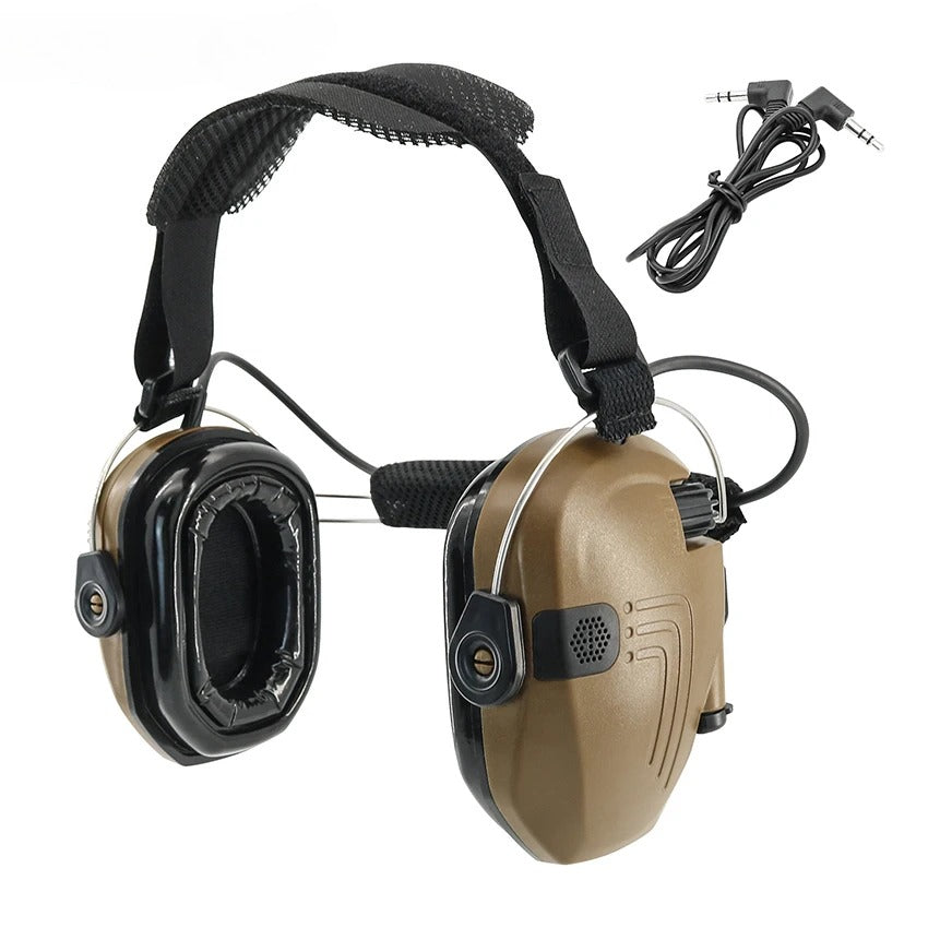 New Tactical Rear-Mount Headband Electronic Noise-Canceling Earmuffs with Gel Ear Pads