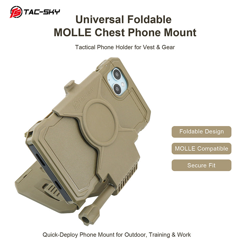 TAC-SKY New Detachable Tactical Phone Chest Mount MOLLE for iPhone 14–15 PULS Size L