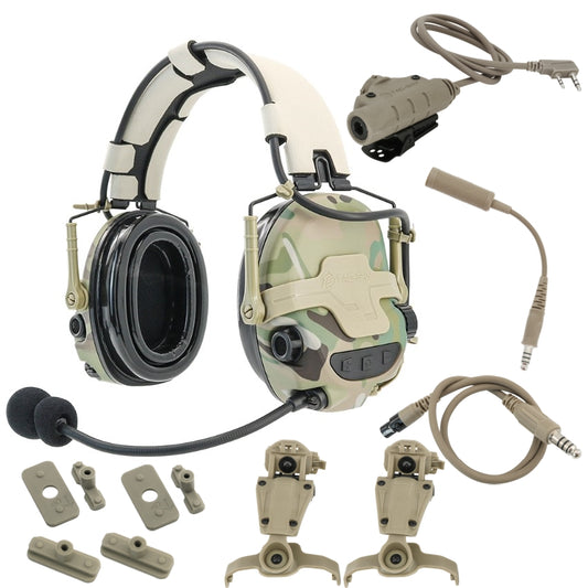 TS TAC-SKY T700 Active Noise Cancellation Tactical Headset with ARC Rail helmet Bracket + V2 PTT + U174