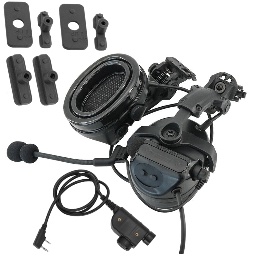 TS TAC-SKY 2.0 ARC Rail Helmet Mounting Hearing Protection Active Noise Cancellation Silicone Earmuffs TSC3 Tactical Headset Pick up sound + PTT