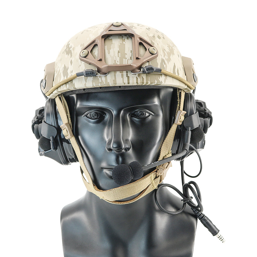TS TAC-SKY 2.0 ARC Rail Helmet Mounting Hearing Protection Active Noise Cancellation Silicone Earmuffs TSC3 Tactical Headset Pick up sound + PTT