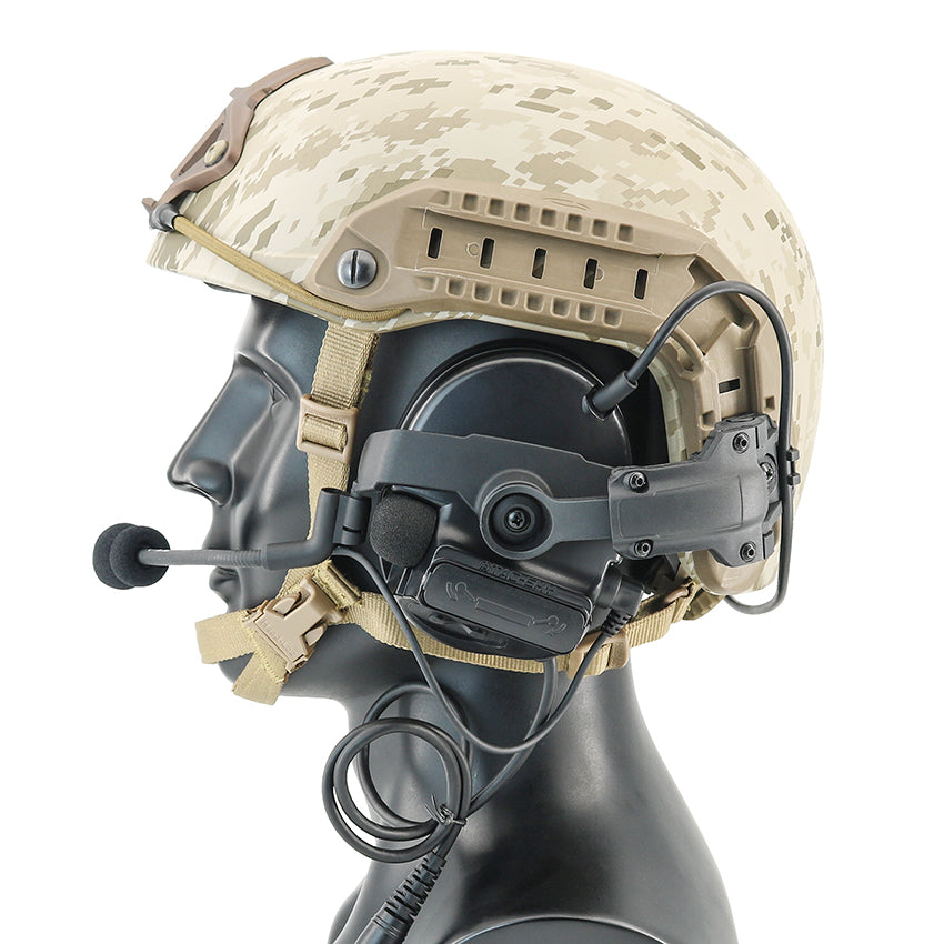 TS TAC-SKY 2.0 ARC Rail Helmet Mounting Hearing Protection Active Noise Cancellation Silicone Earmuffs TSC3 Tactical Headset Pick up sound + PTT