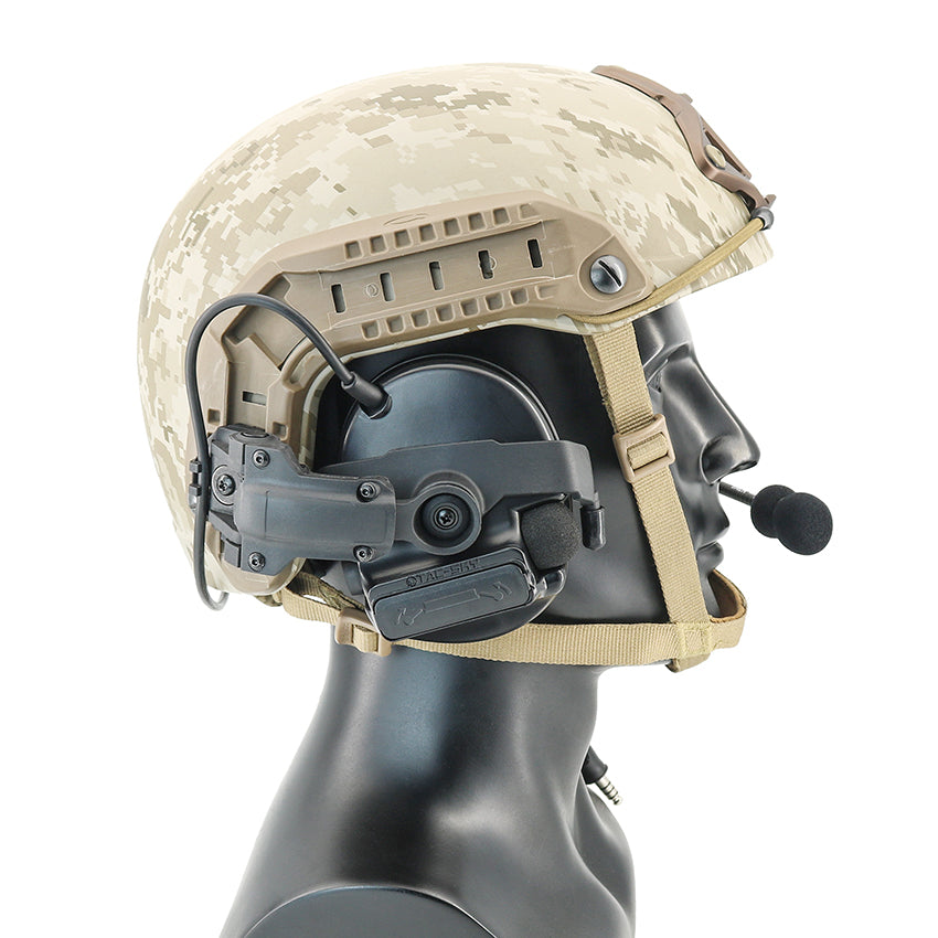 TS TAC-SKY 2.0 ARC Rail Helmet Mounting Hearing Protection Active Noise Cancellation Silicone Earmuffs TSC3 Tactical Headset Pick up sound + PTT