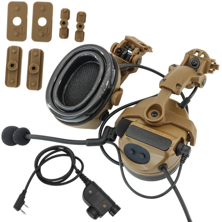 TS TAC-SKY 2.0 ARC Rail Helmet Mounting Hearing Protection Active Noise Cancellation Silicone Earmuffs TSC3 Tactical Headset Pick up sound + PTT