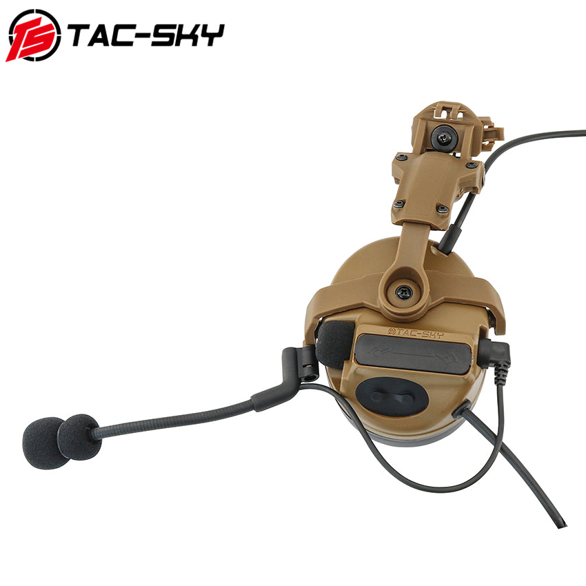 TS TAC-SKY ARC Rail Helmet Bracket 2.0 Hearing Protection Active Noise Cancellation Silicone Earmuffs TSC3 Tactical Headset + U94 PTT