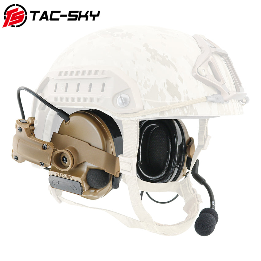 TS TAC-SKY ARC Rail Helmet Bracket 2.0 Hearing Protection Active Noise Cancellation Silicone Earmuffs TSC3 Tactical Headset + U94 PTT