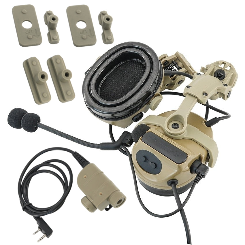 TS TAC-SKY 2.0 ARC Rail Helmet Mounting Hearing Protection Active Noise Cancellation Silicone Earmuffs TSC3 Tactical Headset Pick up sound + PTT